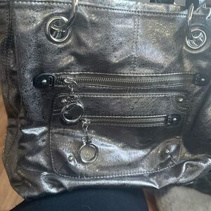 Kathy Van Zeeland Shimmering Silver Shoulder Bag